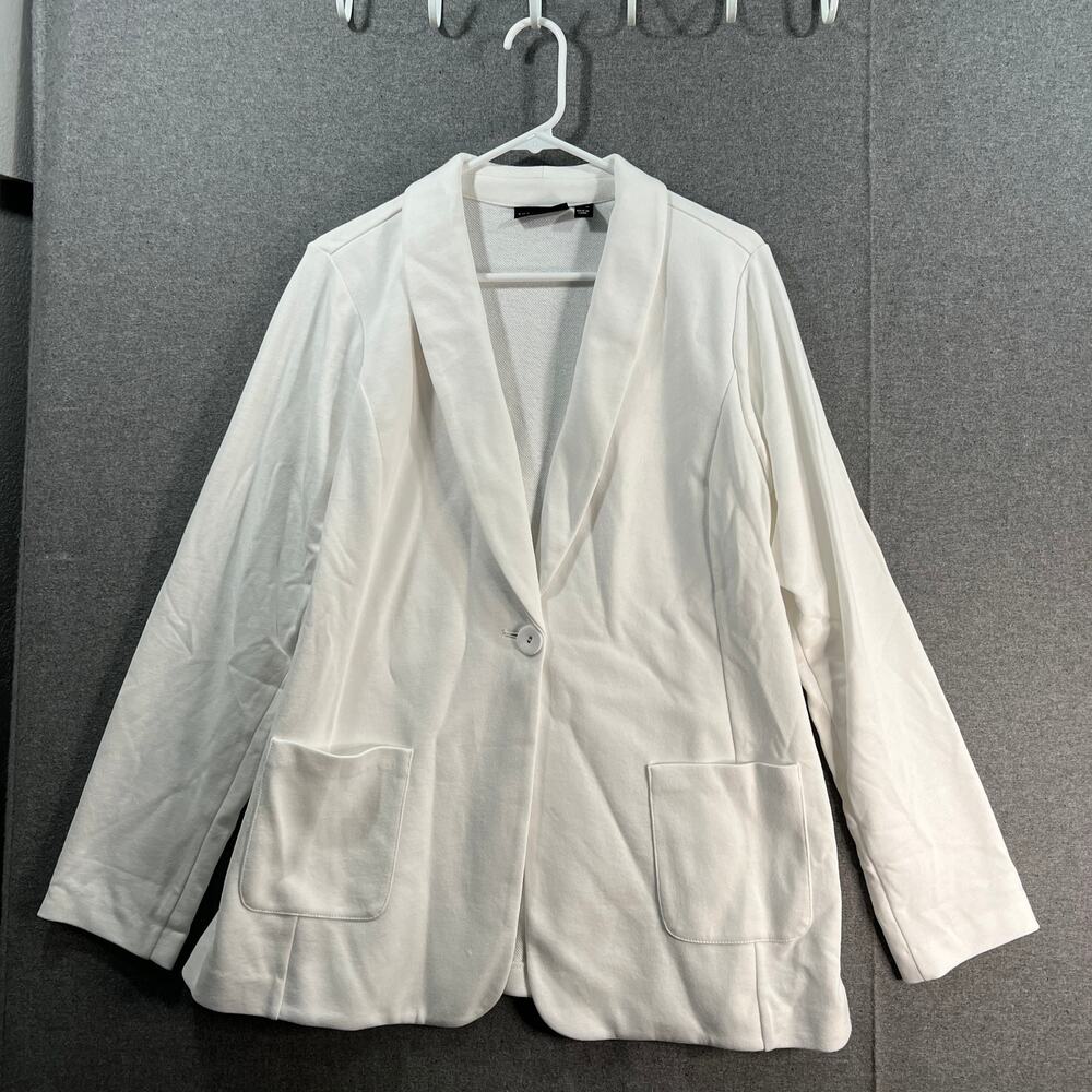 Susan Graver Weekend Regular Marina Knit Blazer White Size X-Large